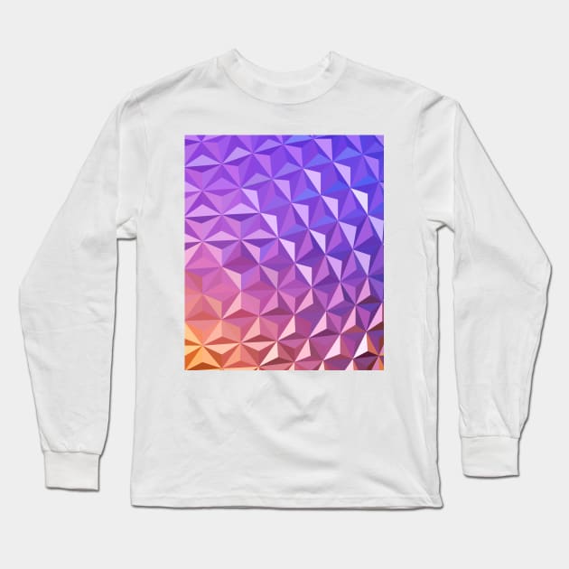 Low Poly Spaceship Earth (Sunset) Long Sleeve T-Shirt by PaprikaPanda